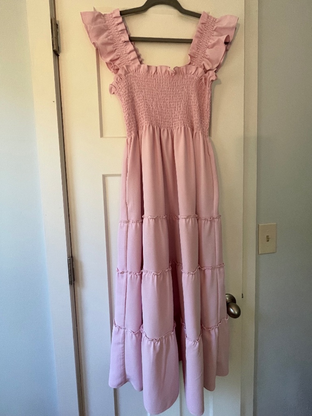 Hill House Pink Ruffle Maxi Dress